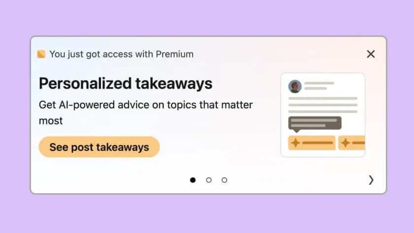 LinkedIn Premium personalised takeaways notification