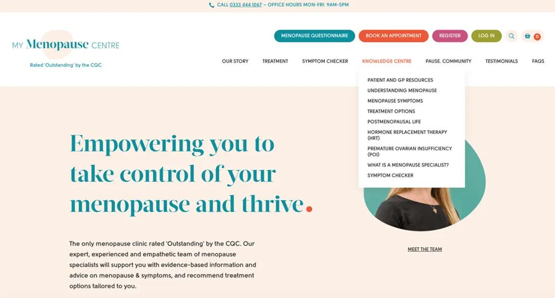 Screenshot of the My Menopause Centre website