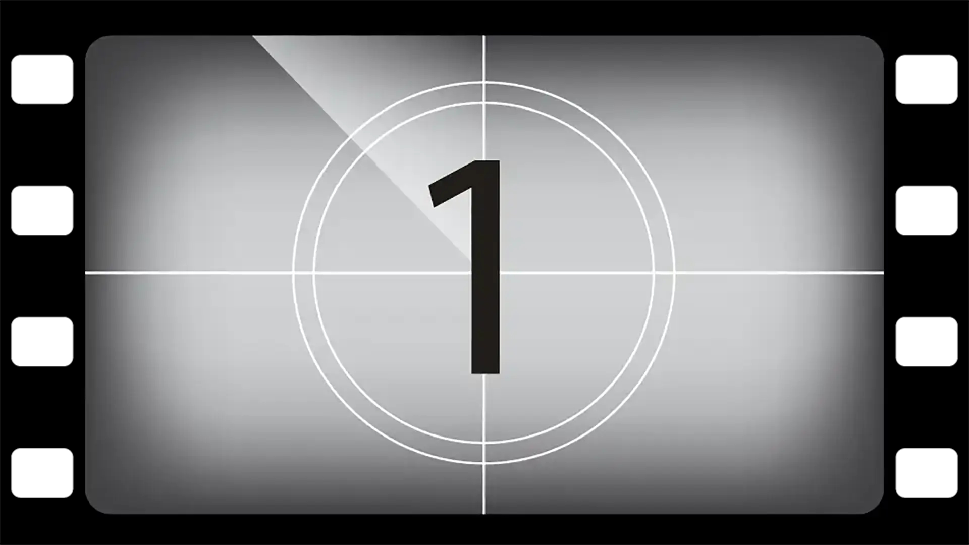 Vintage film countdown frame, showing the number 1