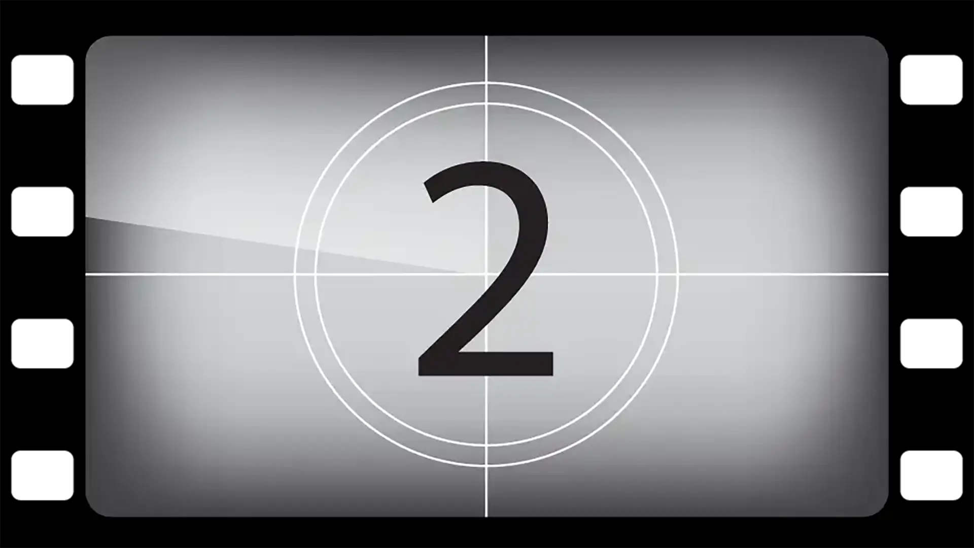 Vintage film countdown frame, showing the number 2