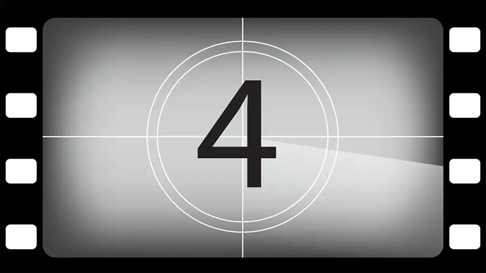 Vintage film countdown frame, showing the number 4