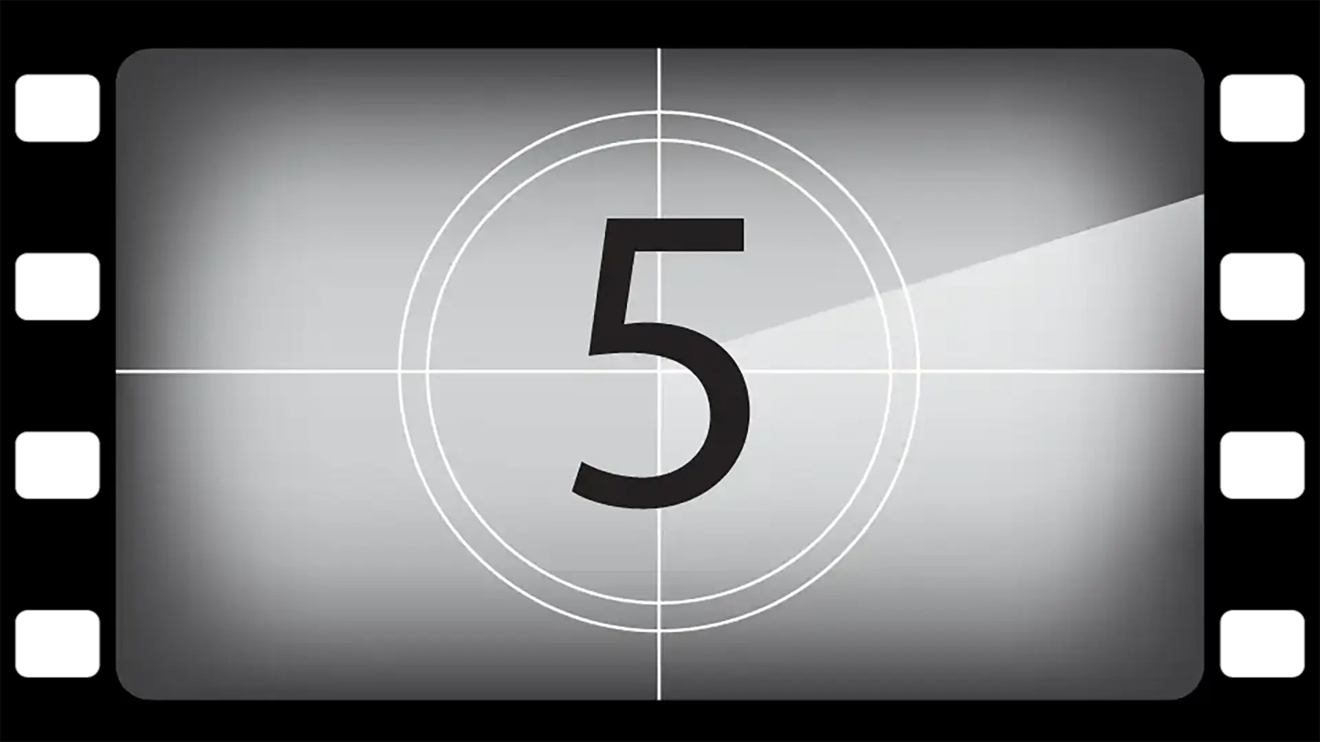 Vintage film countdown frame, showing the number 5